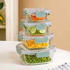 Nestro Airtight Clip Lock Containers Set Of 4 Square Sage Green 160ml 300ml 500ml 800ml Nestasia