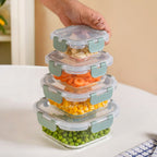 Nestro Airtight Clip Lock Containers Set Of 4 Square Sage Green 160ml 300ml 500ml 800ml Nestasia