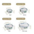 Nestro Airtight Clip Lock Containers Set Of 4 Square Sage Green 160ml 300ml 500ml 800ml Nestasia