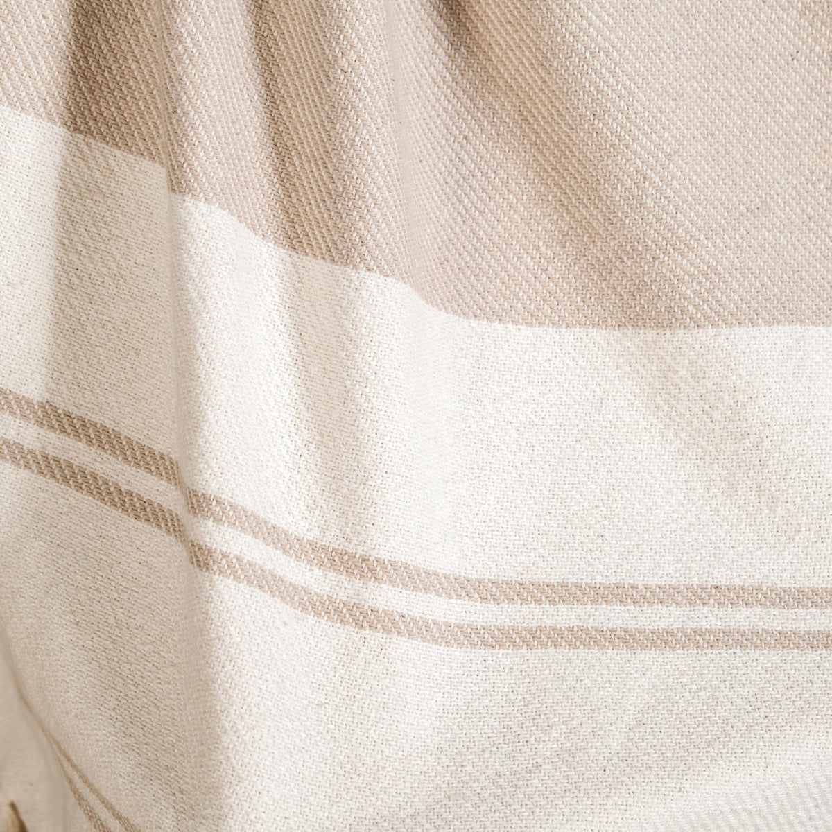 Neutral Greige Cotton Throw With Tassels Nestasia