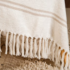 Neutral Greige Cotton Throw With Tassels Nestasia