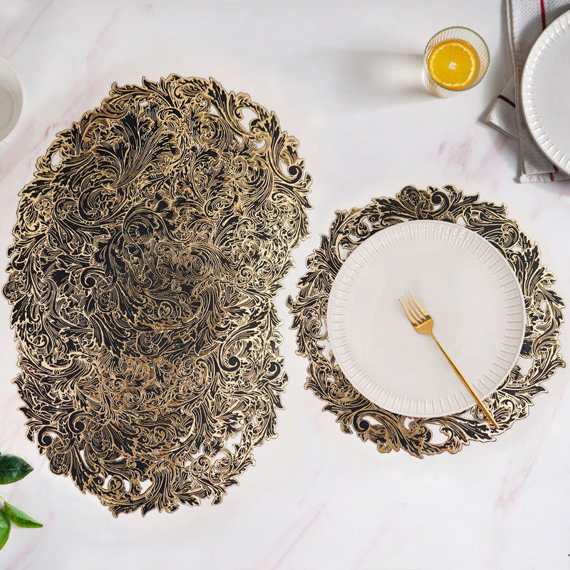 Noir Luxe Round Tablemat Set Of 6 Nestasia