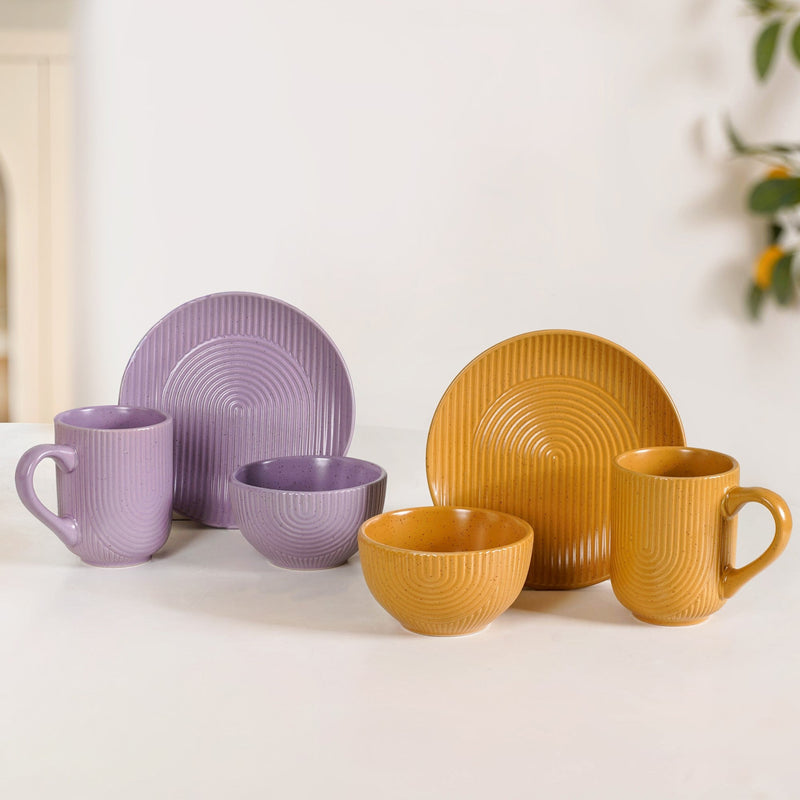 Nordic Ripple Ceramic Plate Bowl Mug Set Of 6 Nestasia