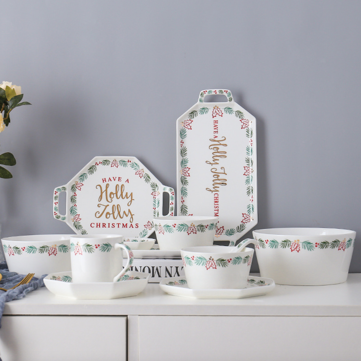 Ceramic Christmas Plate Large Nestasia