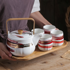 Red Porcelain Tea Pot Set Nestasia