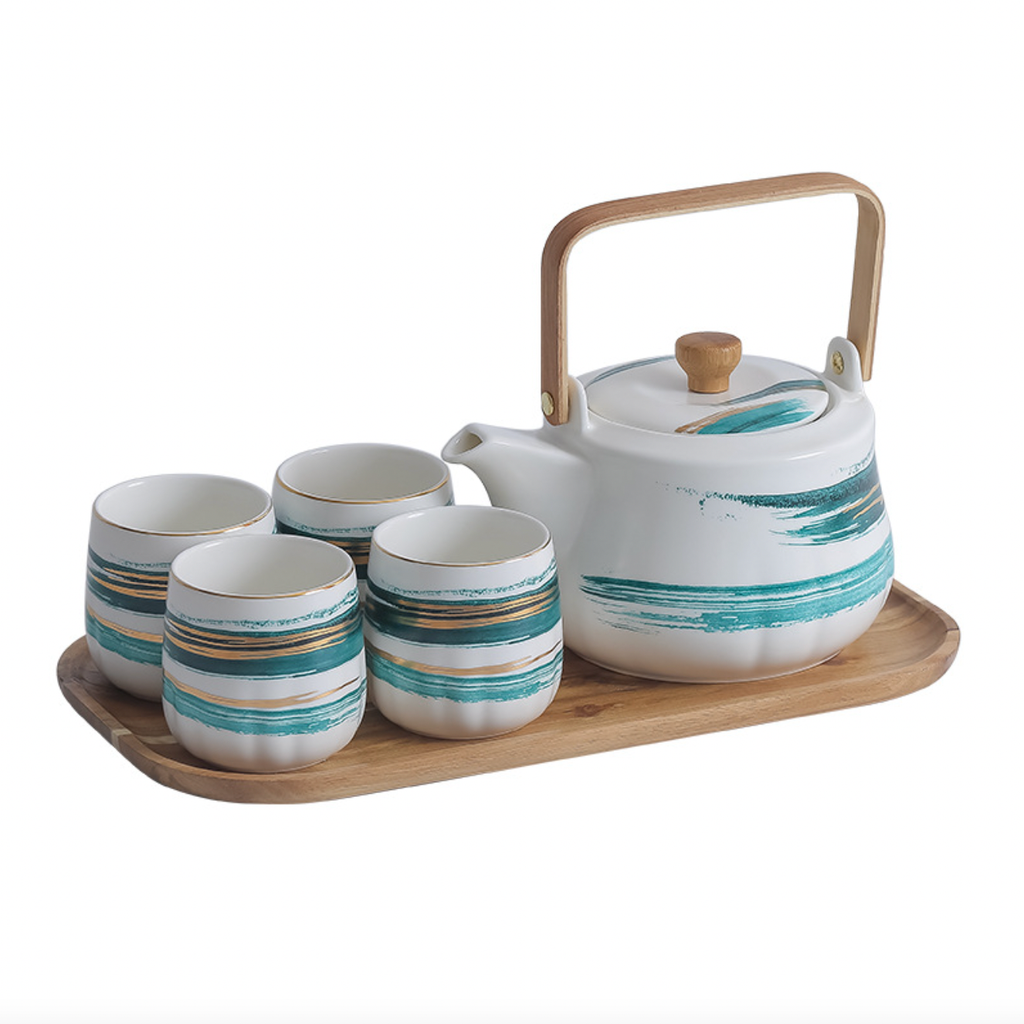 Green Porcelain Tea Pot Set Nestasia
