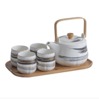 Black Porcelain Tea Pot Set Nestasia