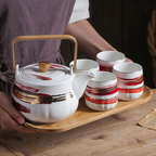 Red Porcelain Tea Pot Set Nestasia