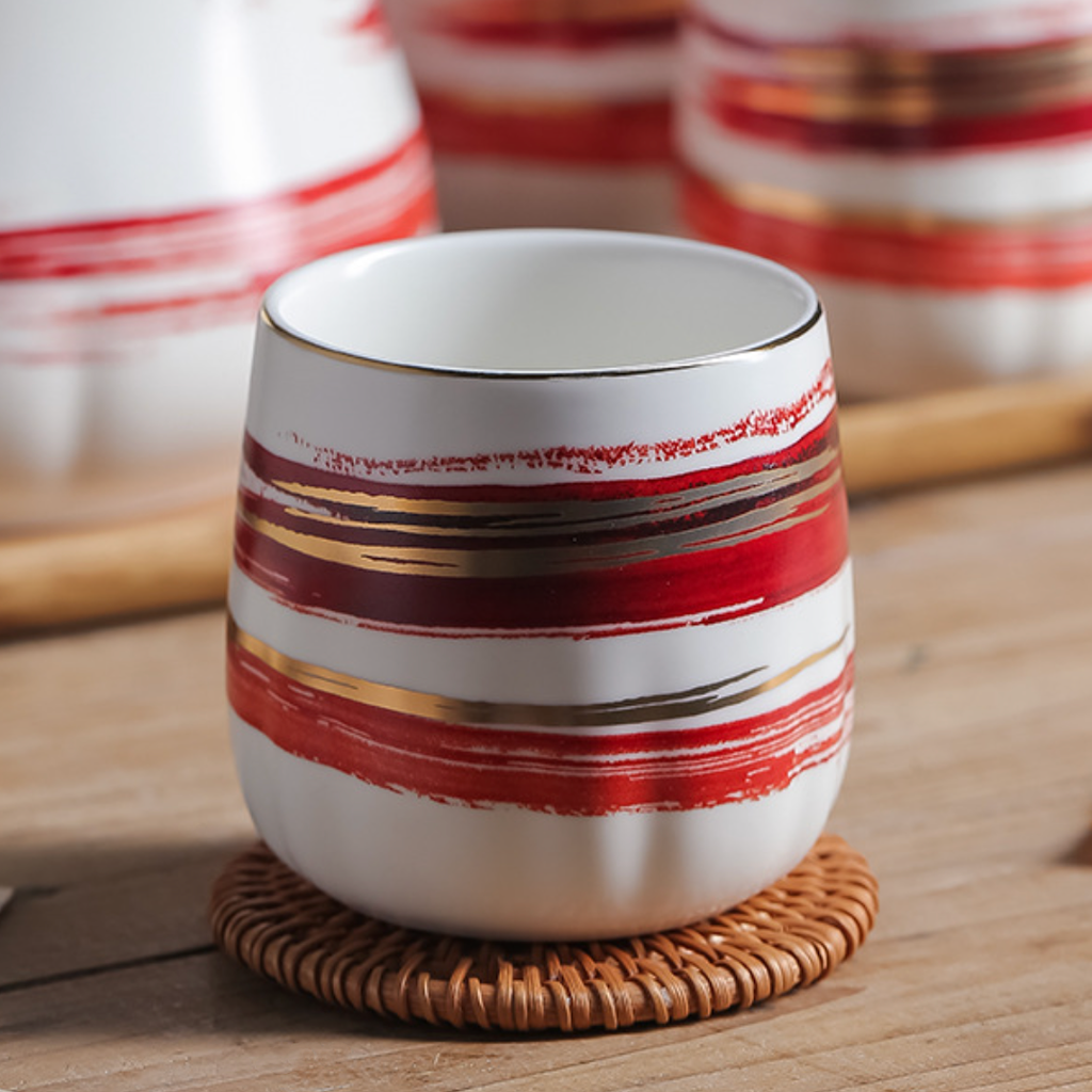 Red Porcelain Tea Pot Set Nestasia