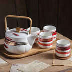 Red Porcelain Tea Pot Set Nestasia