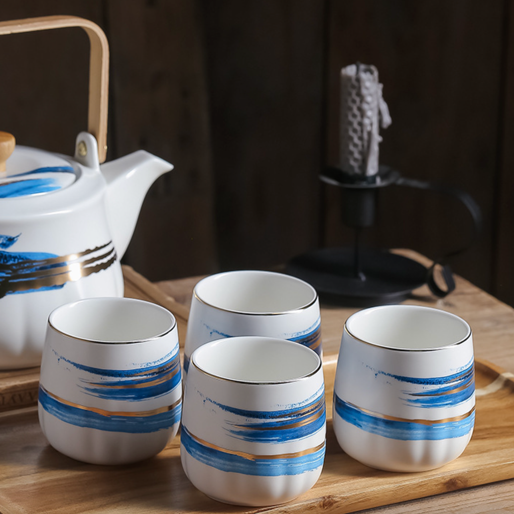 Blue Porcelain Tea Pot Set Nestasia