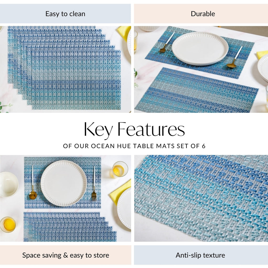 Set Of 6 Ocean Hue Table Mats Nestasia