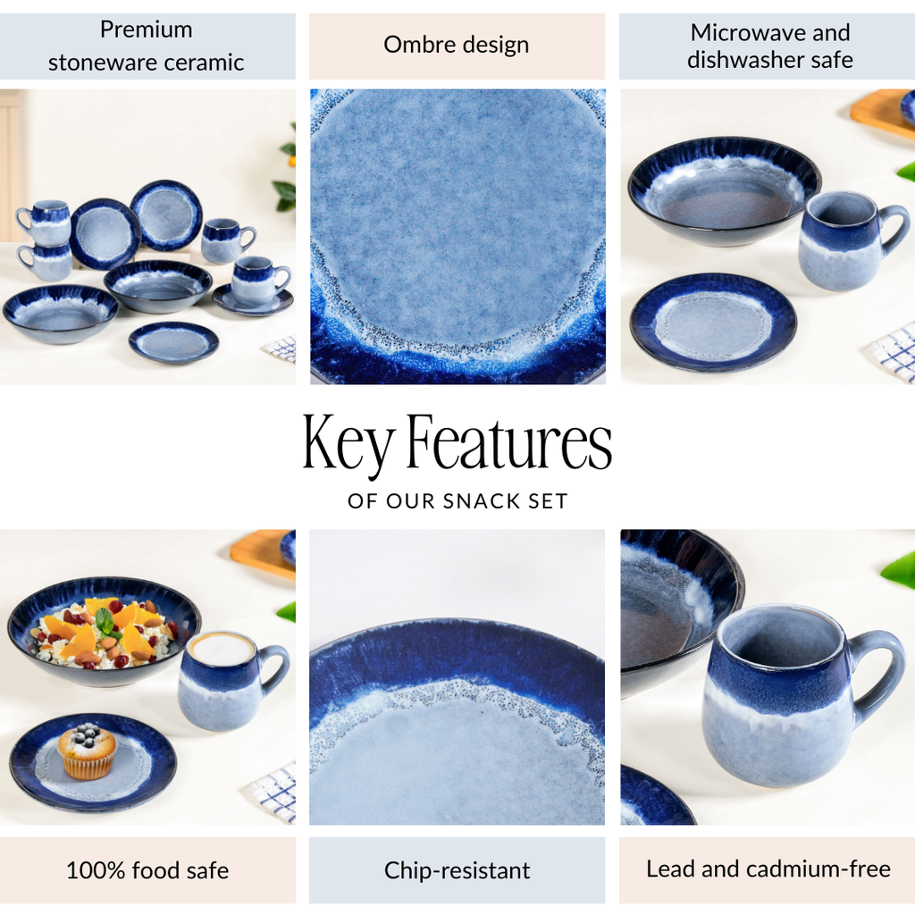 Ocean Ombre Snacks Desserts Set For 4 Nestasia