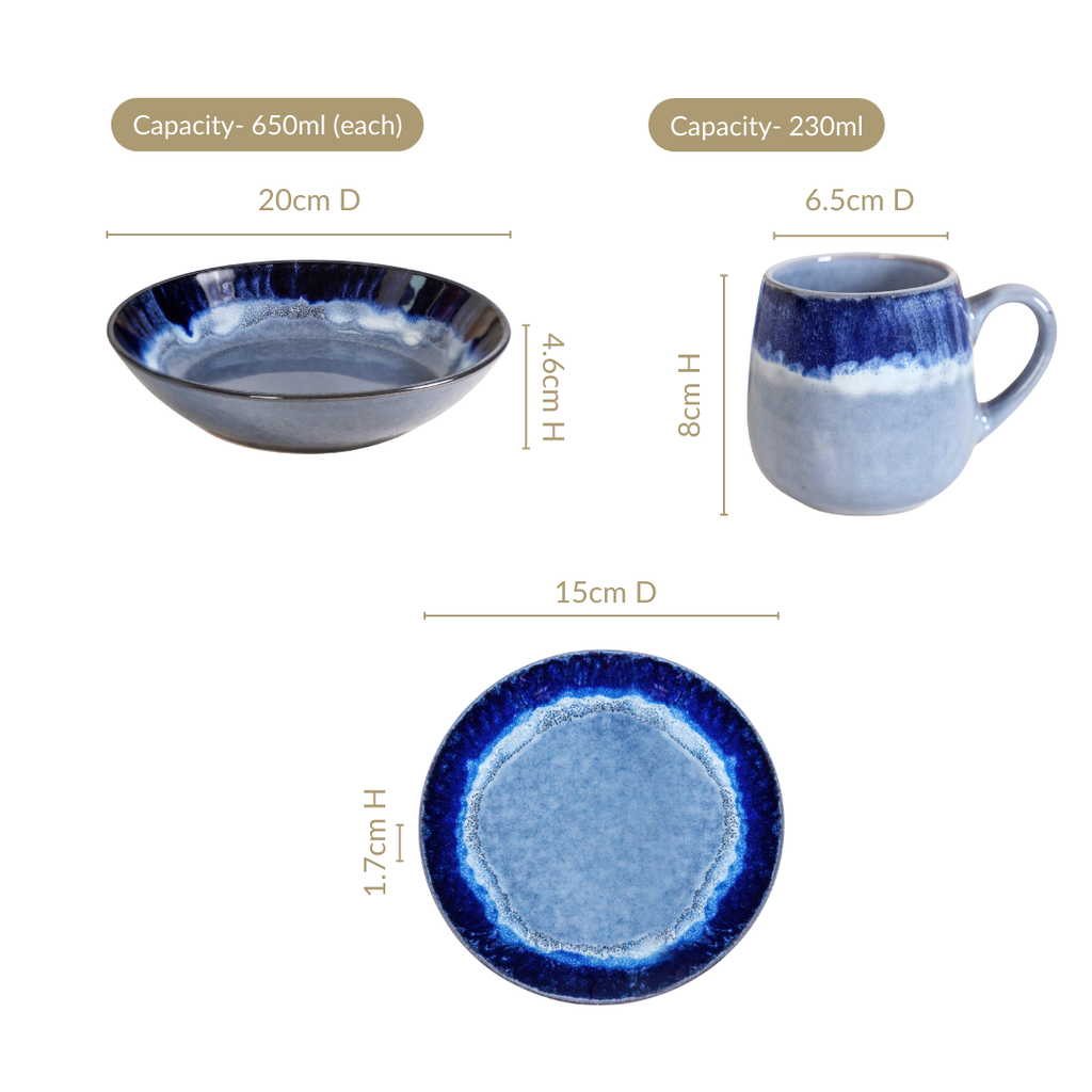 Ocean Ombre Snacks Desserts Set For 4 Nestasia