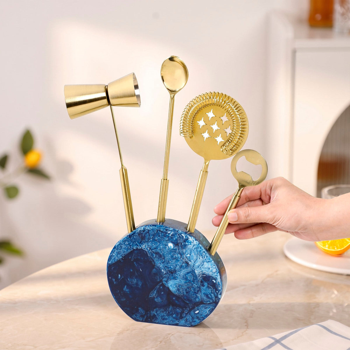 Galaxia Home Bar Tool Set Of 4 With Stand Nestasia