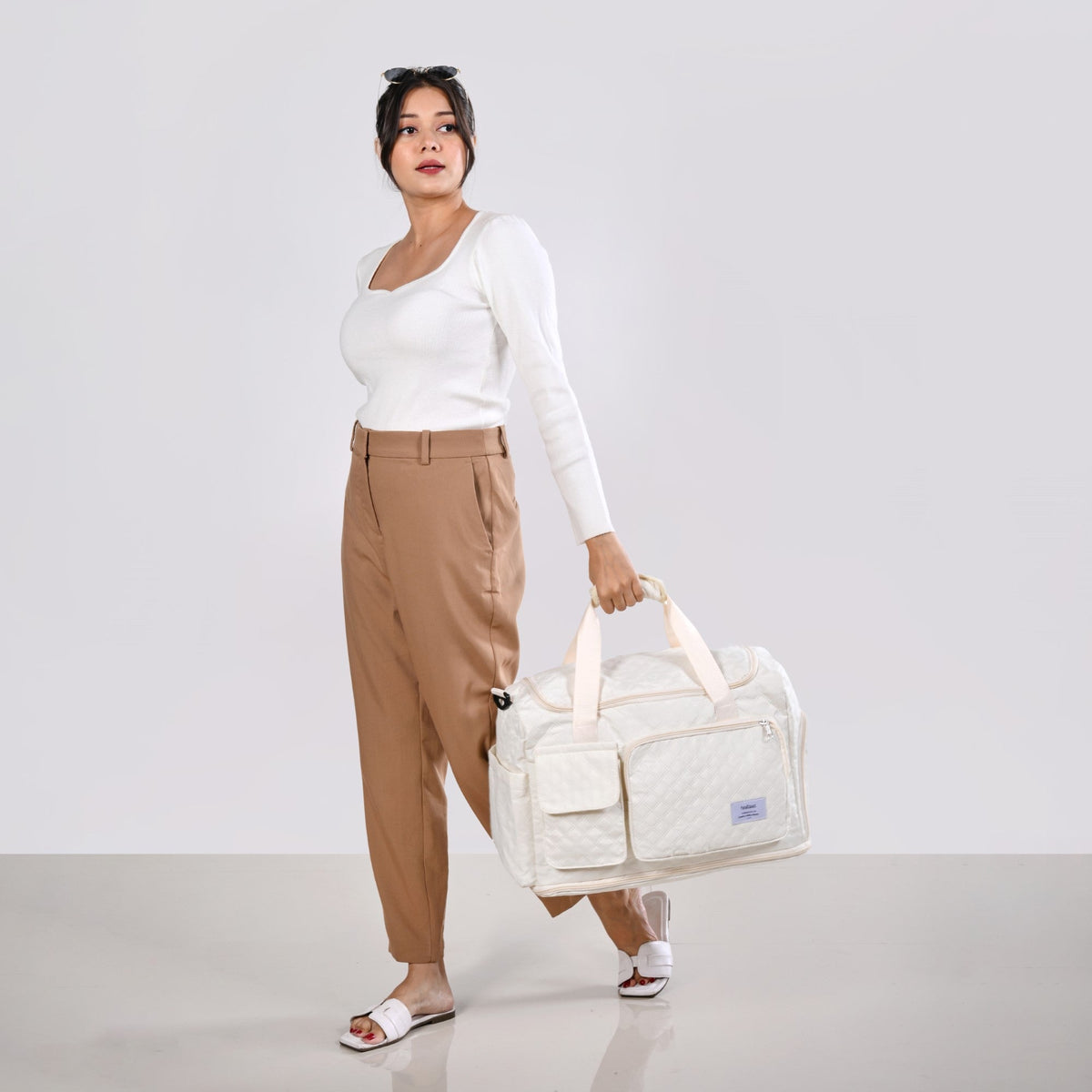 Off-White Dova Adjustable Gym Duffle Bag Nestasia