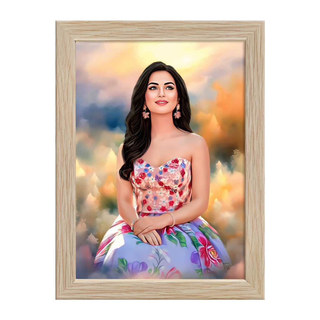 ArtX Handcrafted Oil Painting Photo Frame | Personalized Gift for Couple, Birthday Gift for Wife, Anniversary Gift Couple Special, Customized Photo Frame Gift for Girlfriend, Sister & Women, Set of 1 ArtX