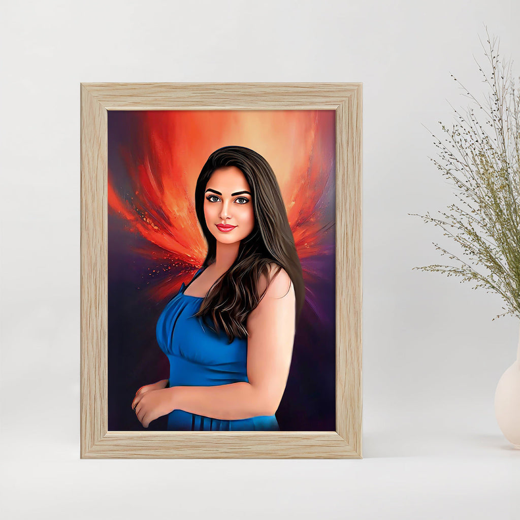 ArtX Handcrafted Oil Painting Photo Frame | Personalized Gift for Couple, Birthday Gift for Wife, Anniversary Gift Couple Special, Customized Photo Frame Gift for Girlfriend, Sister & Women, Set of 1 ArtX