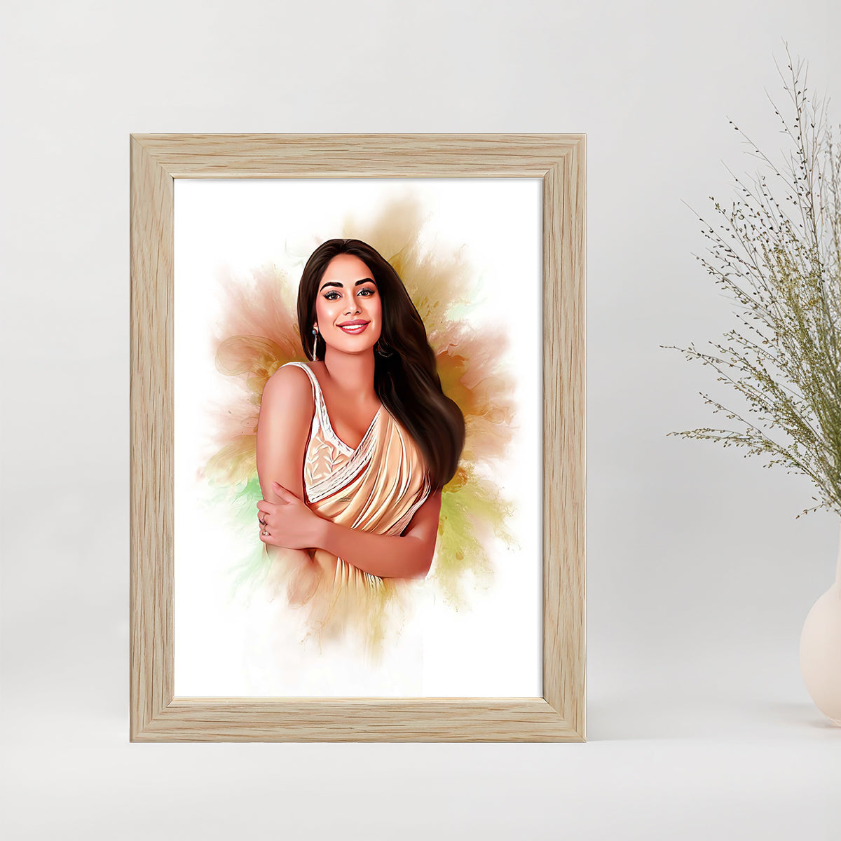 ArtX Handcrafted Oil Painting Photo Frame | Personalized Gift for Couple, Birthday Gift for Wife, Anniversary Gift Couple Special, Customized Photo Frame Gift for Girlfriend, Sister & Women, Set of 1 ArtX