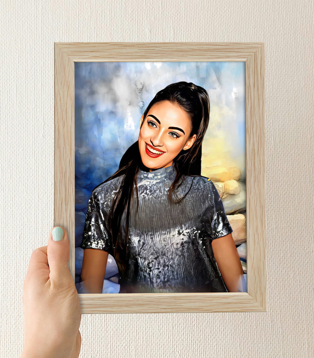 ArtX Handcrafted Oil Painting Photo Frame | Personalized Gift for Couple, Birthday Gift for Wife, Anniversary Gift Couple Special, Customized Photo Frame Gift for Girlfriend, Sister & Women, Set of 1 ArtX
