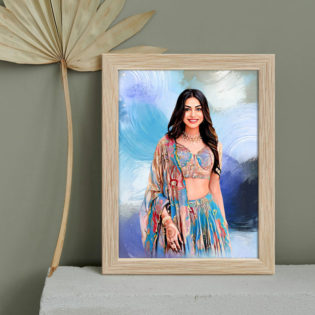 ArtX Handcrafted Oil Painting Photo Frame | Personalized Gift for Couple, Birthday Gift for Wife, Anniversary Gift Couple Special, Customized Photo Frame Gift for Girlfriend, Sister & Women, Set of 1 ArtX