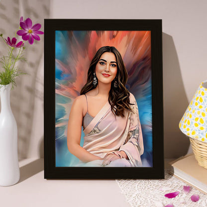 ArtX Handcrafted Oil Painting Photo Frame | Personalized Gift for Couple, Birthday Gift for Wife, Anniversary Gift Couple Special, Customized Photo Frame Gift for Girlfriend, Sister & Women, Set of 1