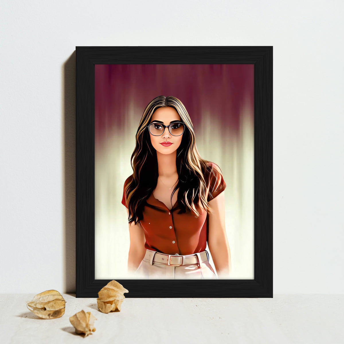 ArtX Handcrafted Oil Painting Photo Frame | Personalized Gift for Couple, Birthday Gift for Wife, Anniversary Gift Couple Special, Customized Photo Frame Gift for Girlfriend, Sister & Women, Set of 1 ArtX