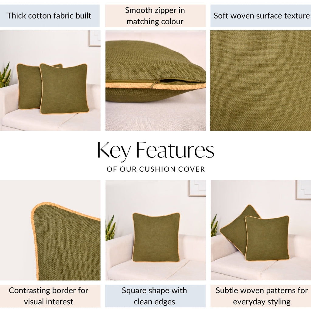 Cotton Cushion Cover Set Of 2 Olive Nestasia