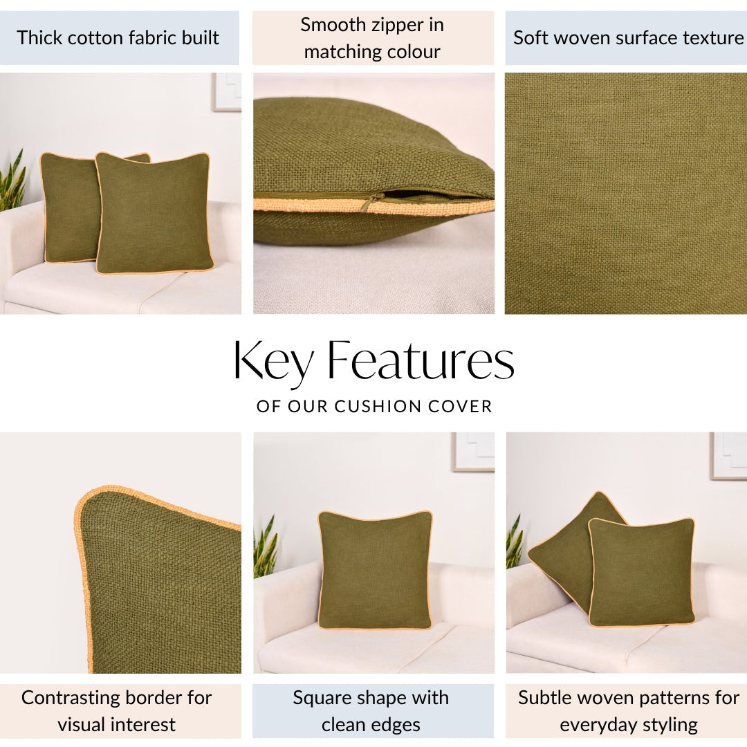 Cotton Cushion Cover Set Of 2 Olive Nestasia