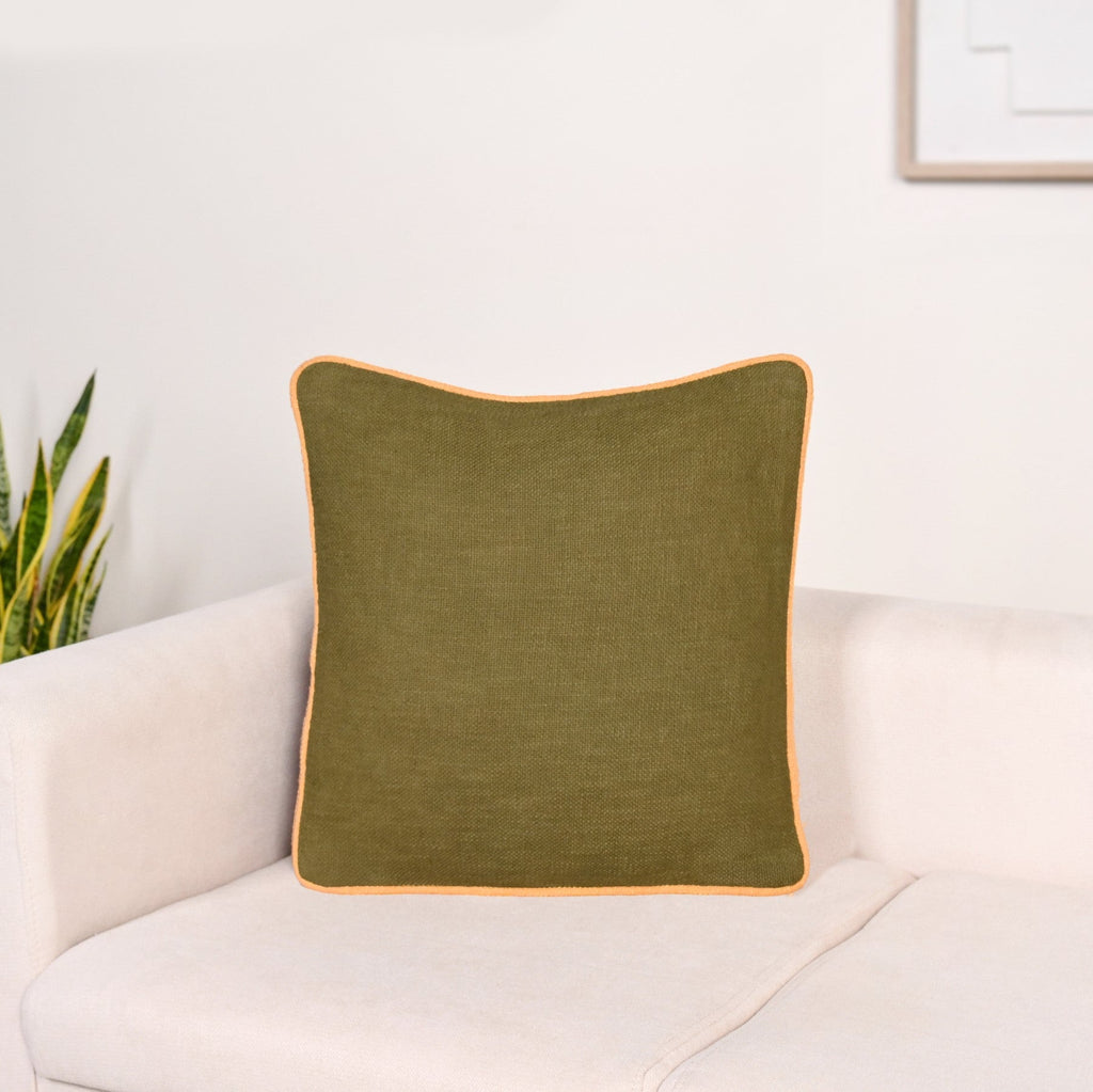 Cotton Cushion Cover Set Of 2 Olive Nestasia