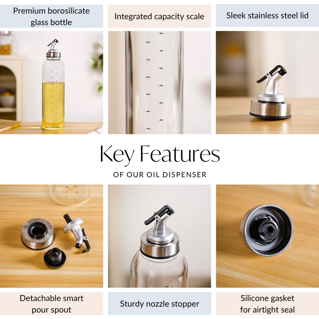 Oil Vinegar Dispenser Bottle With Detachable Nozzle 1000ml Nestasia