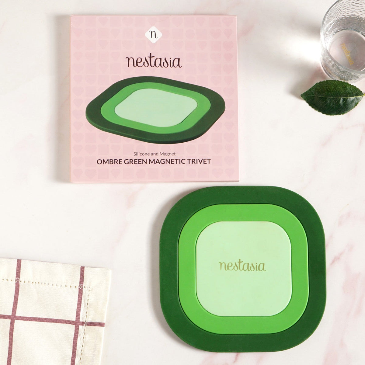 Ombre Green Magnetic Trivet Set Of 3 Nestasia