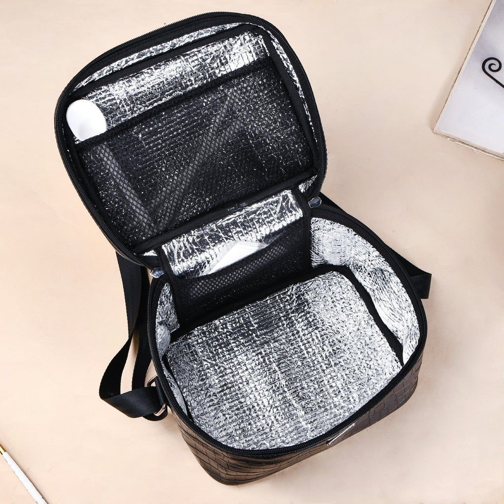 On The Go Lunch Bag Lunch Box Set In Faux Leather Nestasia