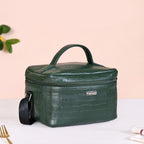 Set of 3 Lunch Box Lunch Bag Set Faux Leather Green Nestasia