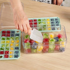 One Press Double Layer Ice Cube Tray With Bin And Scoop 2200ml Nestasia