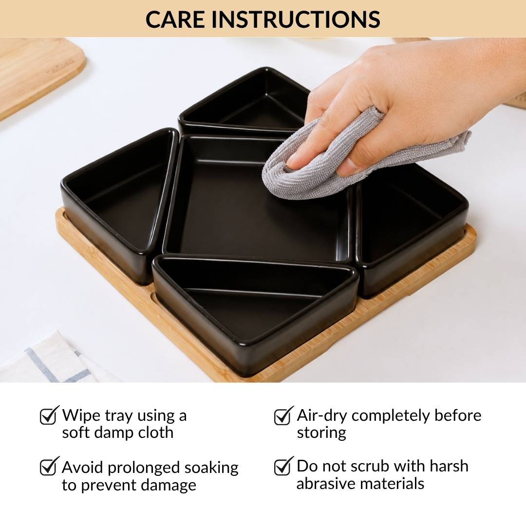 Geometric Matte Black Platter Set Of 6 Nestasia