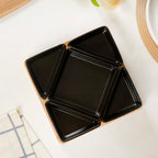 Geometric Matte Black Platter Set Of 6 Nestasia
