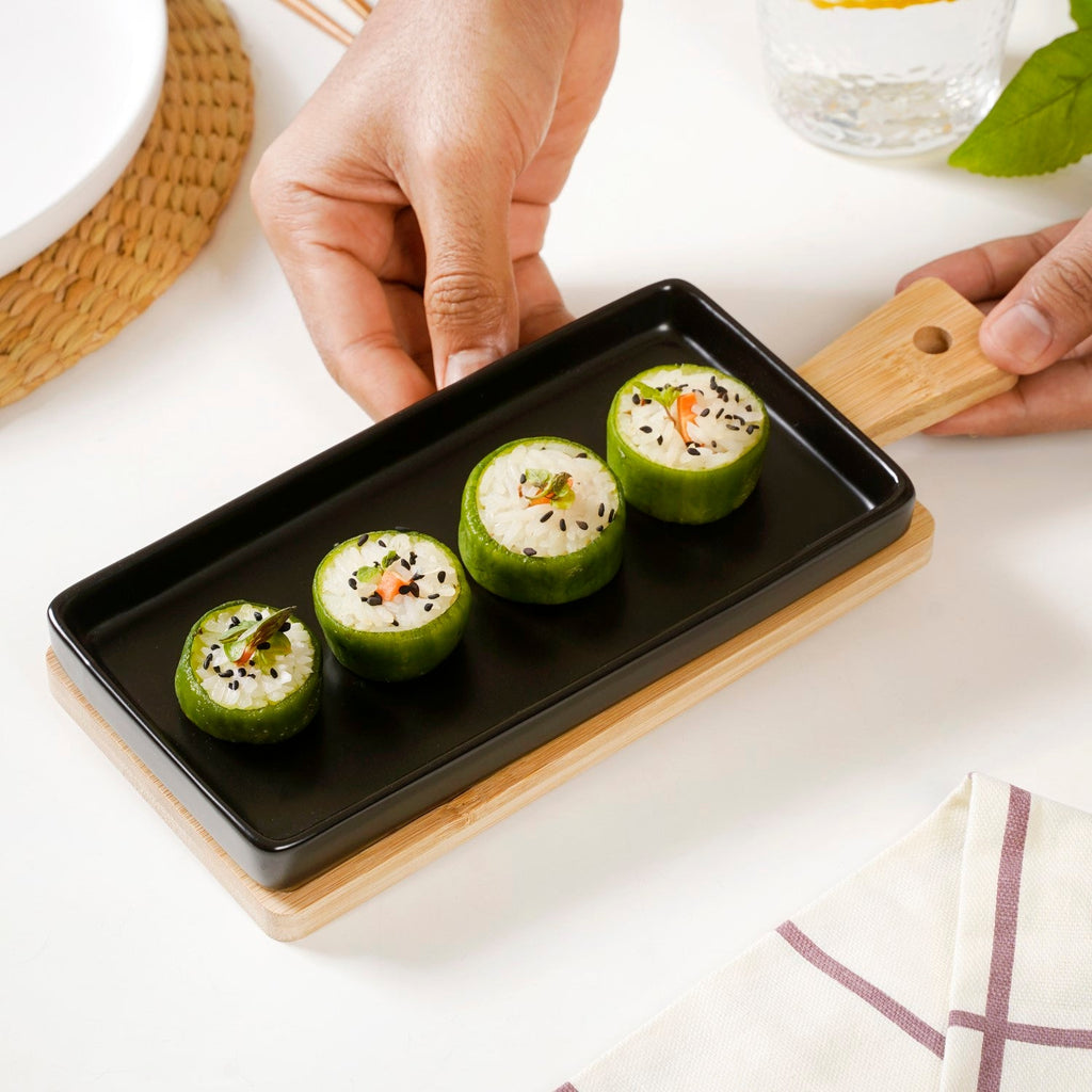 Appetizer Platter Set Of 2 Matte Black Nestasia