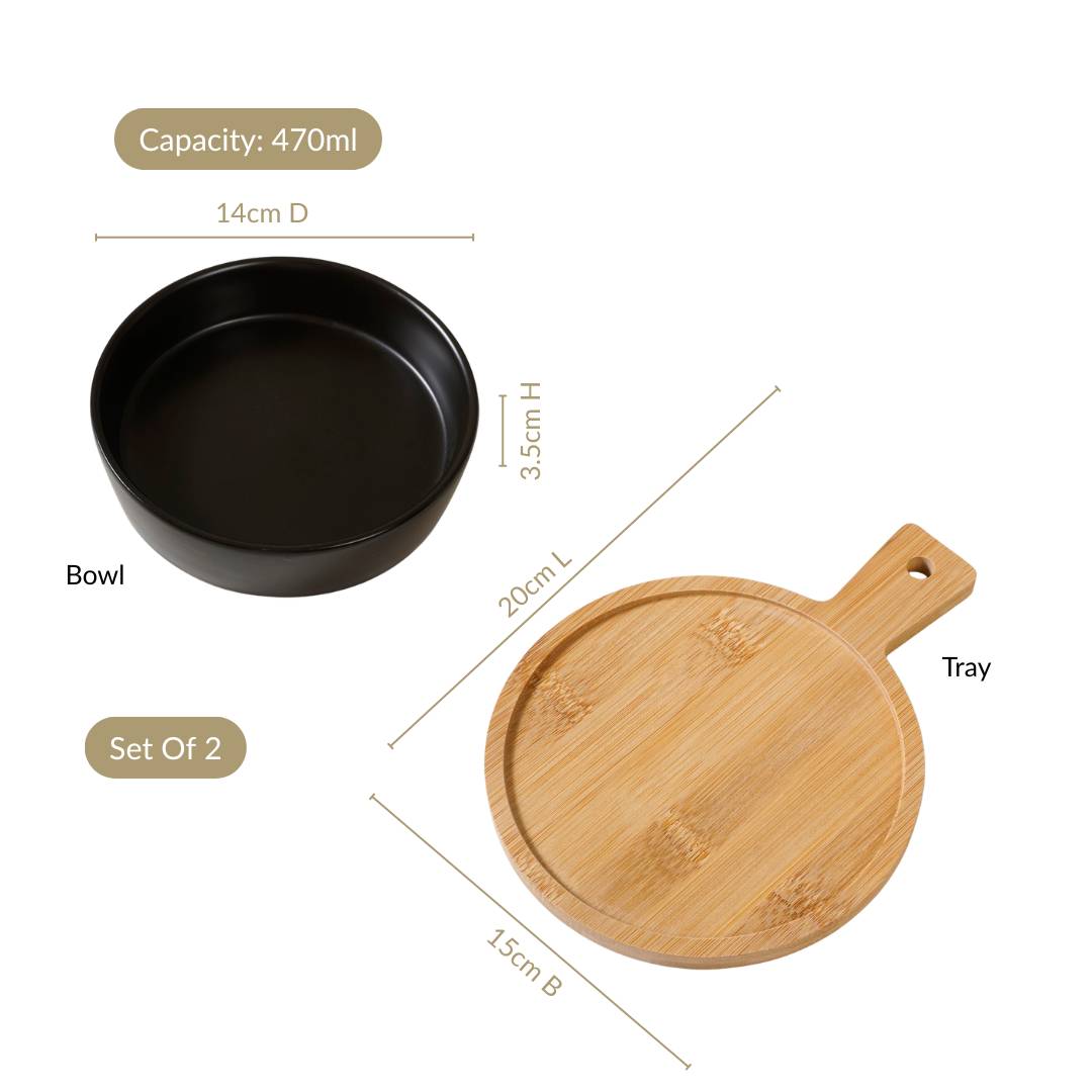 Bake And Serve Bowl Platter Set Of 2 Matte Black Nestasia