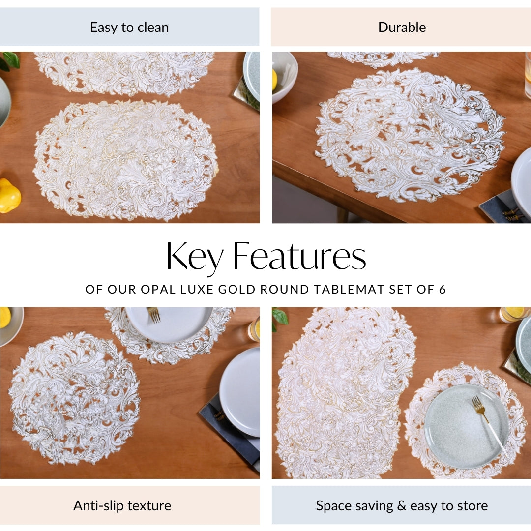 Luxe Gold Round Tablemat Set Of 6 Nestasia