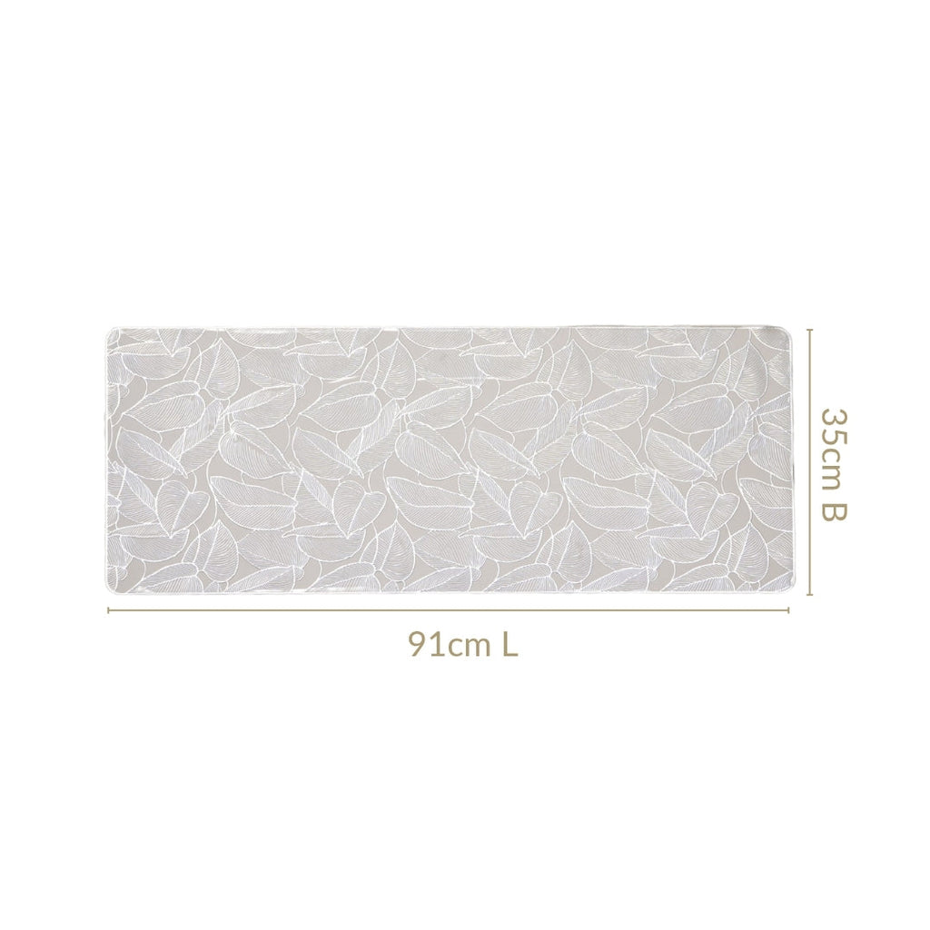 Opulent Leaf Silver Table Runner 91x35cm Nestasia