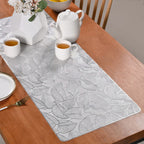 Opulent Leaf Silver Table Runner 91x35cm Nestasia