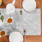 Opulent Leaf Silver Table Runner 91x35cm Nestasia