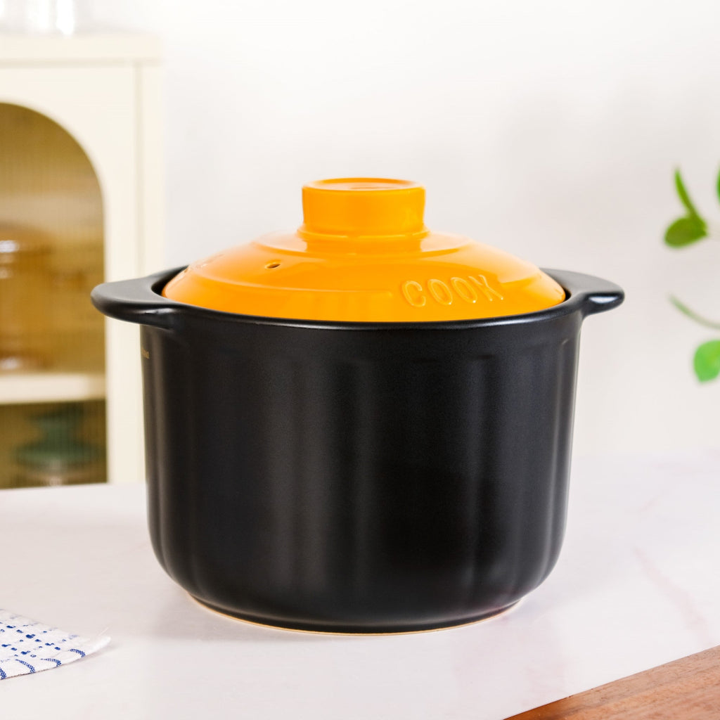Ceramic Braising Cookpot With Orange Dome Lid 5500ml Nestasia