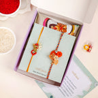 Orange And Gold Peacock Rakhi Gift Set Nestasia