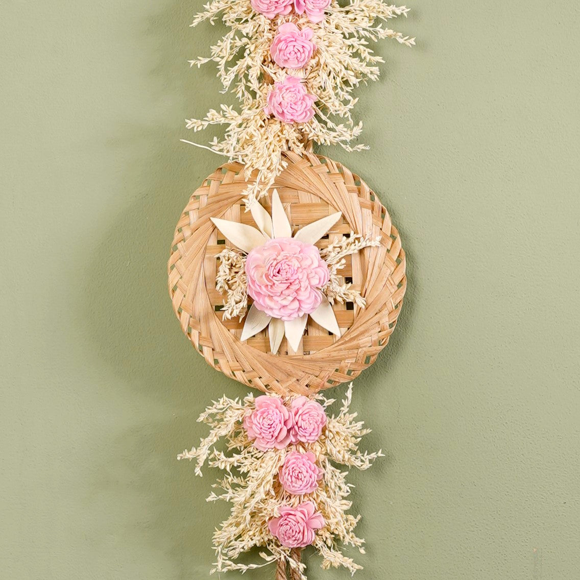 Organic Dried Grass Wall Hanging Light Pink Set Of 2 Nestasia