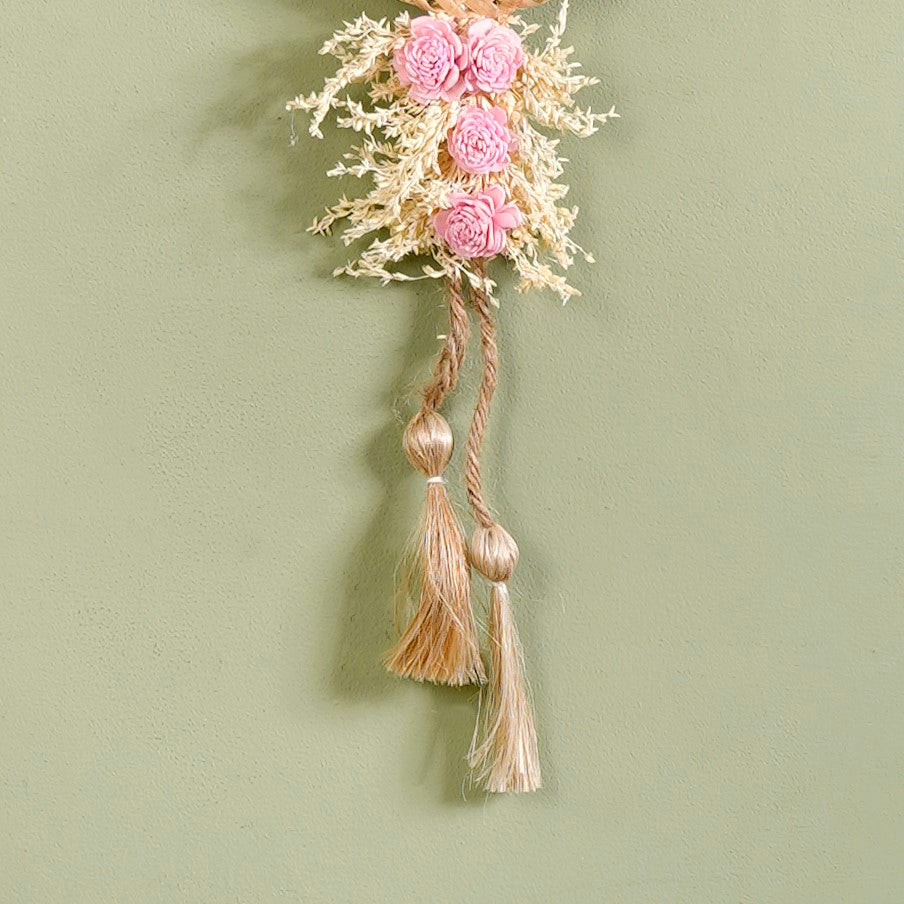 Organic Dried Grass Wall Hanging Light Pink Set Of 2 Nestasia