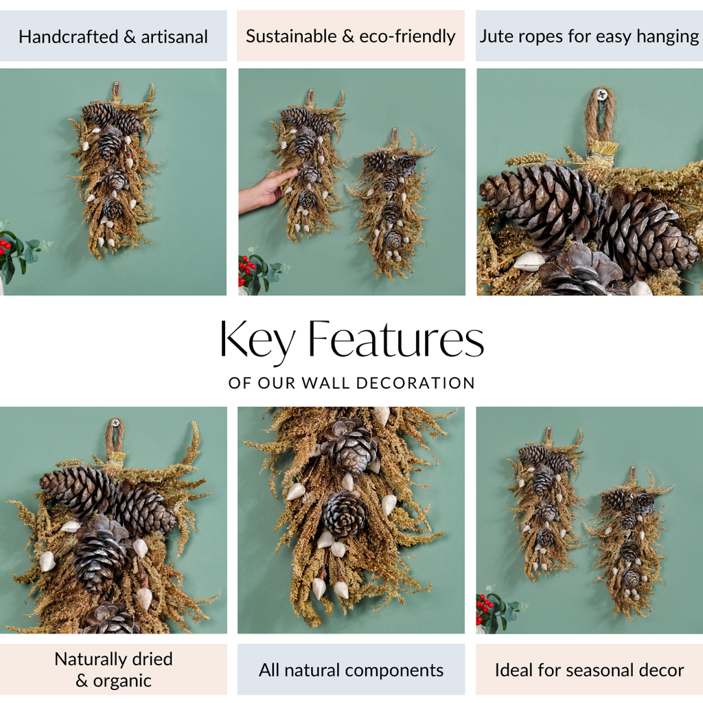 Pinecone Organic Handmade Wall Hanging Set Of 2 Nestasia