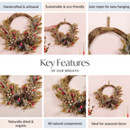 Natural Dried Flowers Rustic Red Wreath Nestasia