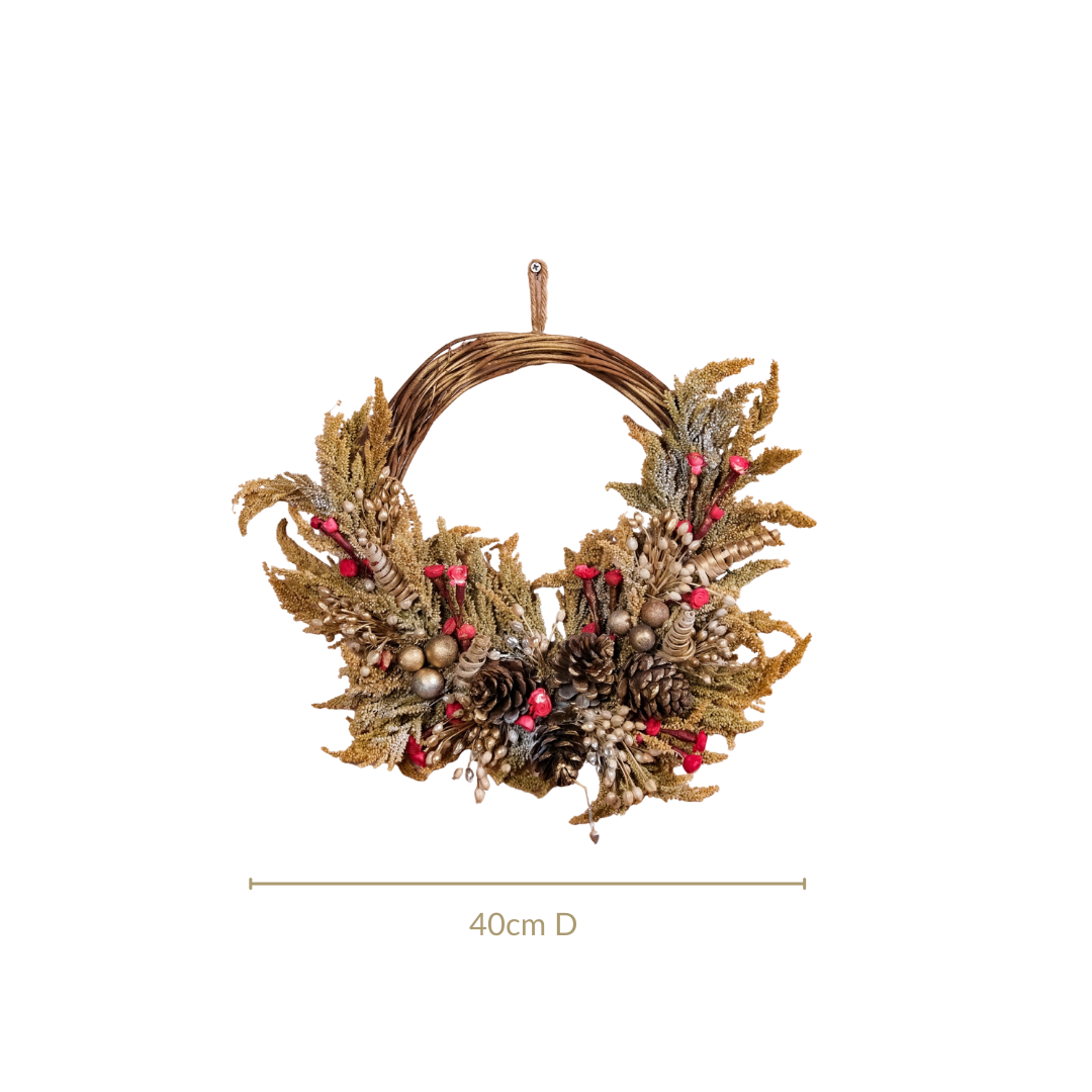 Natural Dried Flowers Rustic Red Wreath Nestasia